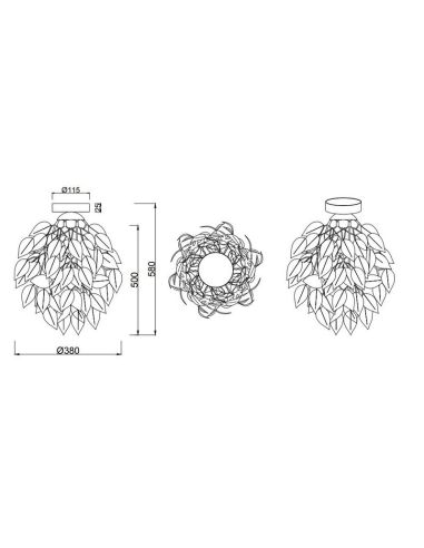 Plafón Techo Estilo Planta LEAVY Ø38cm 1xE27 max. 28W | LeonLeds