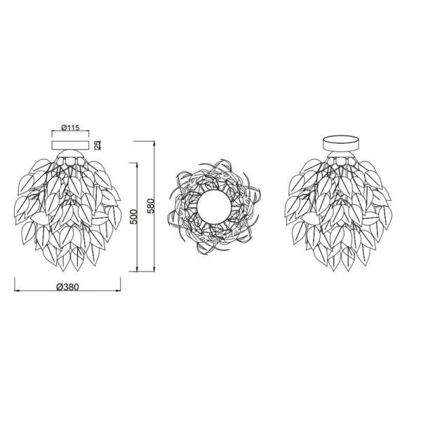 Candeeiro de teto estilo planta LEAVY Ø38cm 1xE27 máx. 28W | LeonLeds