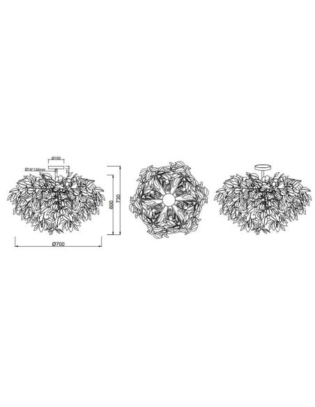 Plafón Techo Hojas de Planta LEAVY Ø70cm 3xE14 max. 28W | LeonLeds
