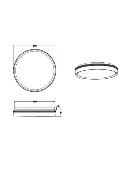Plafon LED SPACY Ø47cm Luz Noturna Regulável 33W | LeonLeds