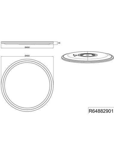 Plafón LED Techo CORA Ø45cm 16W y 1,5W Luz Independiente | LeonLeds