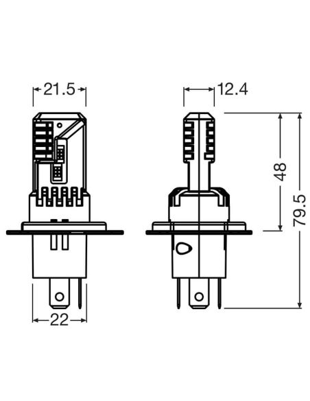 Medidas Bombilla LED H4 / H19 12V Sin transformador Plug & Play LEDriving HL EASY Gen 2 64193DWESY2