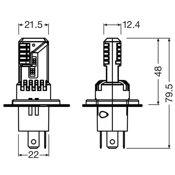 Dimensions Ampoule LED H4 / H19 12V Sans transformateur Plug & Play LEDriving HL EASY Gen 2 64193DWESY2