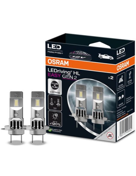 Lâmpadas LED H7 H18 Gen 2 12V Sem transformador Plug & Play LEDriving HL EASY 64210DWESY2 2 Unidades.