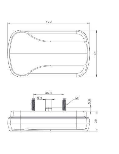 Medidas Luz Trasera LED Neon FT-350 Compacta – 3 Funciones para Remolques y Vehículos Agrícolas 12V-36V Fristom