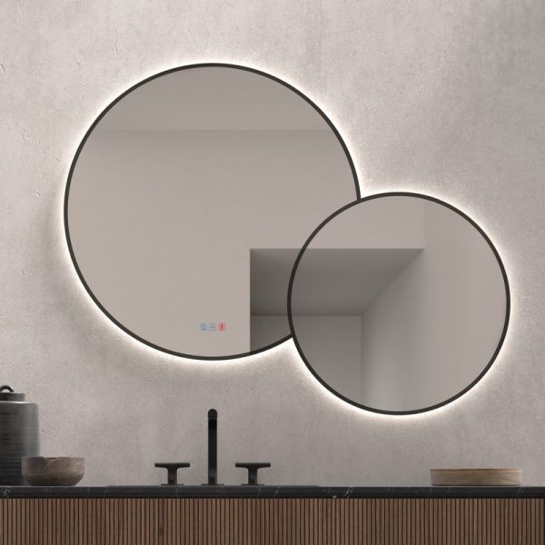 Espejo LED Redondo PÓPULO 120x95cm Negro Triple Touch CCT | LeonLeds