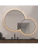 Espejo LED Redondo PÓPULO 120x95cm Negro Triple Touch CCT | LeonLeds