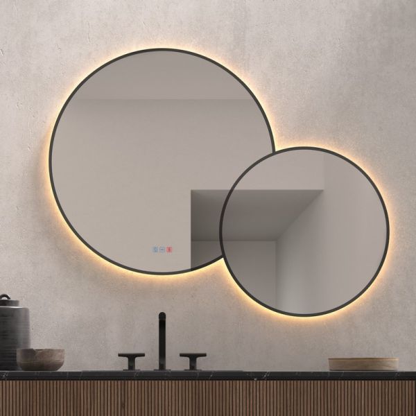 Espejo LED Redondo PÓPULO 120x95cm Negro Triple Touch CCT | LeonLeds