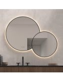 Espejo LED Redondo PÓPULO 120x95cm Negro Triple Touch CCT | LeonLeds