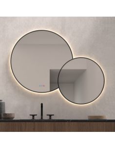 Espejo LED Redondo PÓPULO 120x95cm Negro Triple Touch CCT | LeonLeds 2