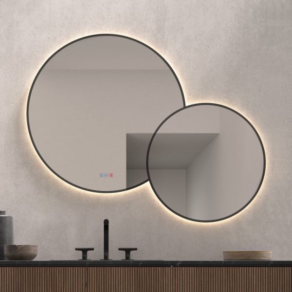 Espejo LED Redondo PÓPULO 120x95cm Negro Triple Touch CCT | LeonLeds