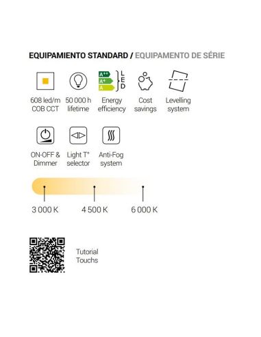 Espejo LED Redondo PÓPULO 120x95cm Negro Triple Touch CCT | LeonLeds