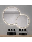 Espejo LED Redondo BRASILIA 120x95cm Oro Triple Touch CCT | LeonLeds