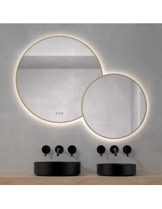 Espejo LED Redondo BRASILIA 120x95cm Oro Triple Touch CCT | LeonLeds