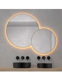 Espejo LED Redondo BRASILIA 120x95cm Oro Triple Touch CCT | LeonLeds