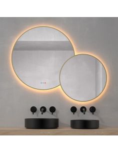 Espejo LED Redondo BRASILIA 120x95cm Oro Triple Touch CCT | LeonLeds 2