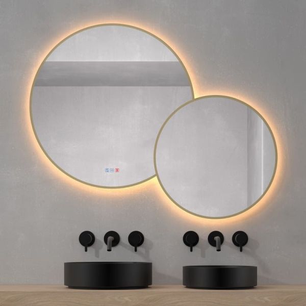 Espejo LED Redondo BRASILIA 120x95cm Oro Triple Touch CCT | LeonLeds