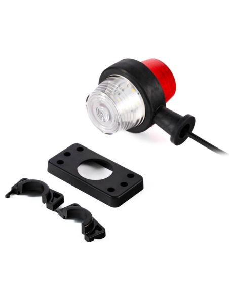 Piloto LED de Posición FT-147 A B/C LED – Luz Blanca-Roja, 12-36V, Brazo Corto y Cable de 0,45 m
