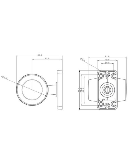 Dimensões LED Piloto Decorativo FT-147 AC/Z – Luz Vermelha-Amarela, 12-36V, Braço Curto e Cabo 0,45 m