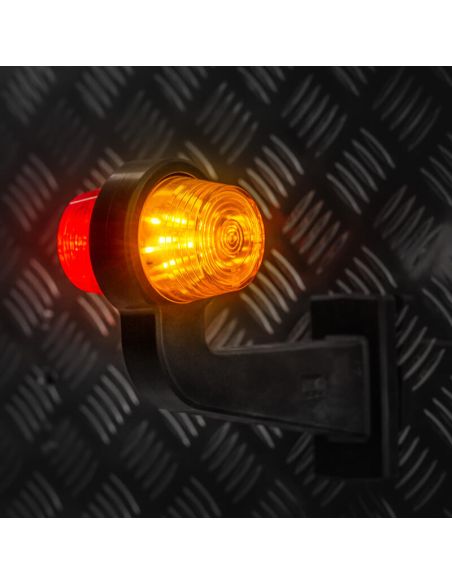 Luz piloto LED decorativa vermelha âmbar FT-147 FLC/Z - luz vermelha-amarela, 12-36V, braço longo angular Fristom