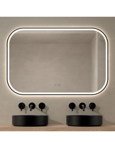 Espejo LED SALAMANCA Luz Frontal y Retroiluminada CCT Marco Negro | LeonLeds