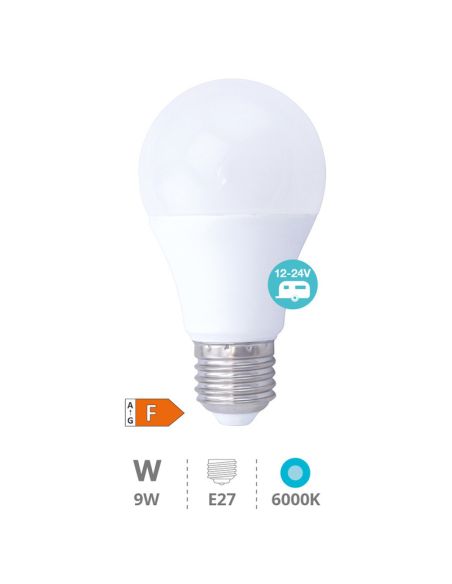Lâmpada LED E27 9W 12-24V – Luz Fria 6000K, 926 Lm, Ideal para Caravanas e Energia Solar