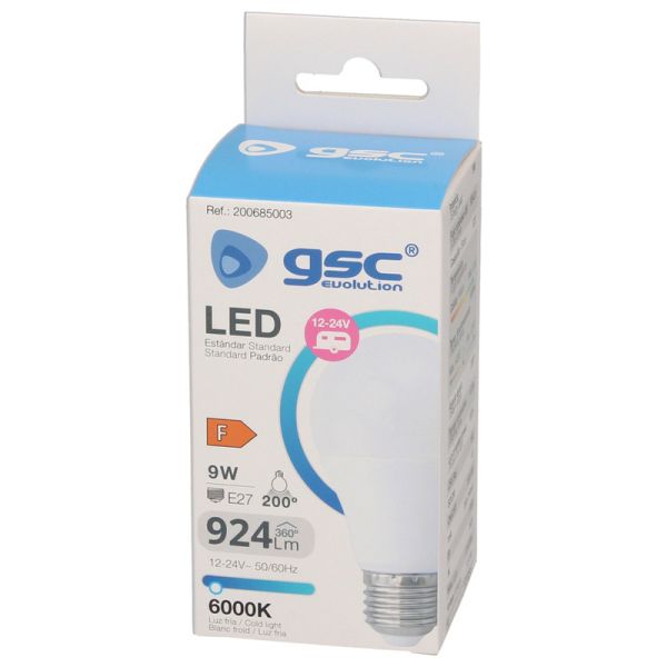 Lâmpada LED E27 9W 12-24V – Luz Fria 6000K, 926 Lm, Ideal para Caravanas e Energia Solar