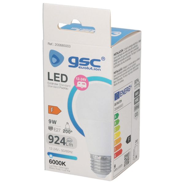 Lâmpada LED E27 9W 12-24V – Luz Fria 6000K, 926 Lm, Ideal para Caravanas e Energia Solar