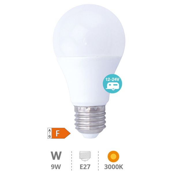 Luz LED E27 9W 3000K 12-24V – Iluminación Cálida para Energía Solar y Caravanas