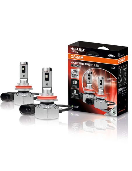 OSRAM NIGHT BREAKER® LED SMART H8 LED antibrouillards – 6000K, homologué pour la voie publique 64212DWNBSM-2HB