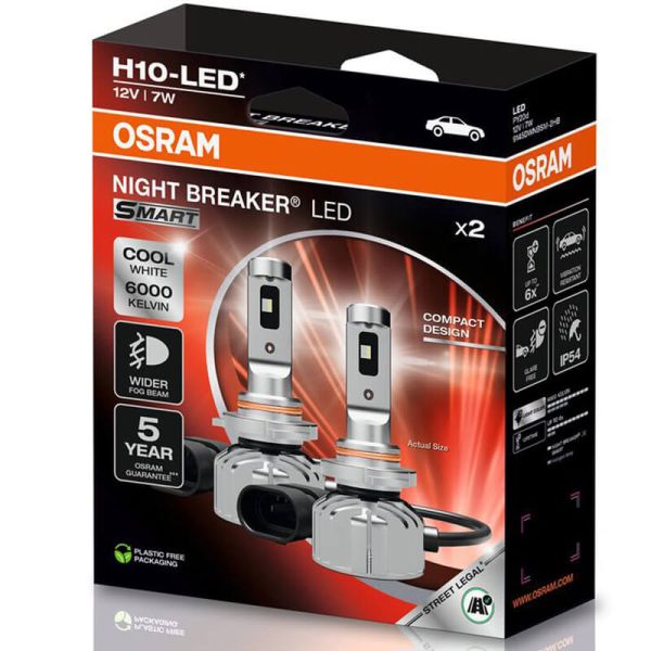 Lâmpada de neblina LED OSRAM NIGHT BREAKER SMART H10 - luz fria 6000K aprovada 9145DWNBSM-2HB