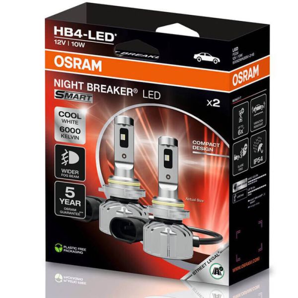 HB4 NIGHT BREAKER® LED SMART 9006DWNBSM-2HB Caixa de lâmpada de nevoeiro - aprovada