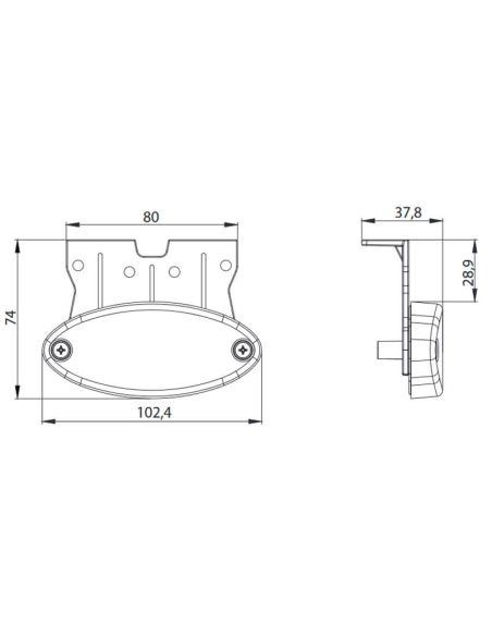 Dimenesiones Luz de Gálibo LED FT-061 B+K, C+K, Z+K – Blanco, Rojo o Amarillo con Soporte Angular y Reflector