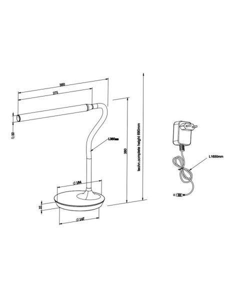 Lampe de table LED TORO à intensité variable 3000K-5000K IP20 | LeonLeds