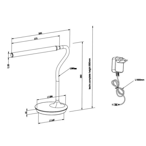 Candeeiro de mesa LED TORO regulável 3000K-5000K IP20 | LeonLeds