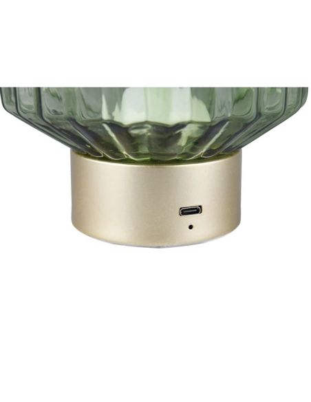 Candeeiro de Mesa LED LORD Canelado USB de vidro canelado 3000K IP20 | LeonLeds