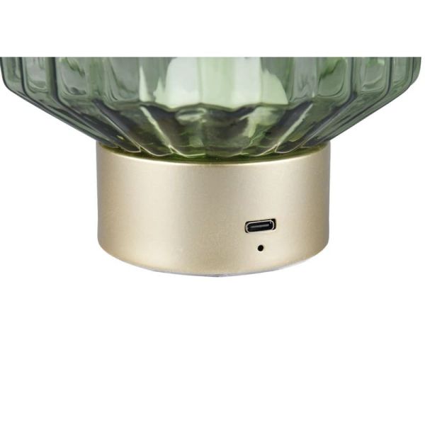 Lámpara Sobremesa LORD Vidrio Estriado USB 3000K IP20 | LeonLeds