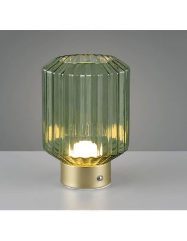 Candeeiro de Mesa LED LORD Canelado USB de vidro canelado 3000K IP20 | LeonLeds