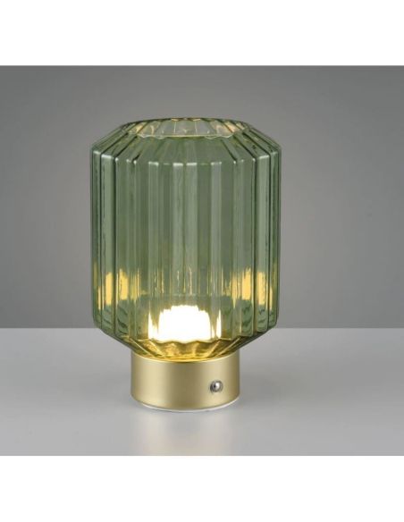 Candeeiro de Mesa LED LORD Canelado USB de vidro canelado 3000K IP20 | LeonLeds