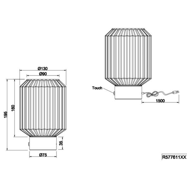 Candeeiro de Mesa LED LORD Canelado USB de vidro canelado 3000K IP20 | LeonLeds