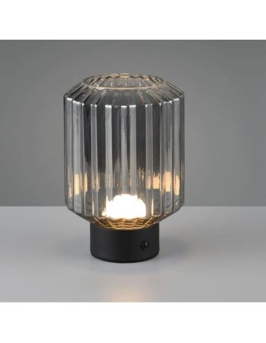 Candeeiro de mesa LORD LED Canelado Touch Vidro 3000K | LeonLeds