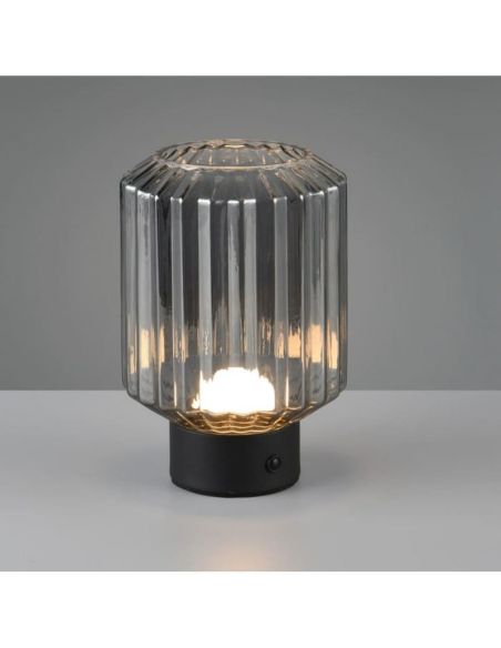 Lámpara de Mesa LED LORD Vidrio Estriado Táctil 3000K | LeonLeds