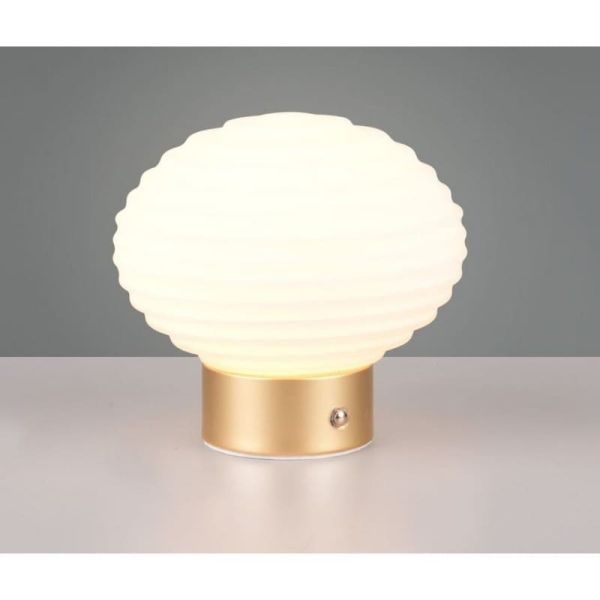 Lampe de table LED EARL en verre cannelé USB 3000K | LeonLeds