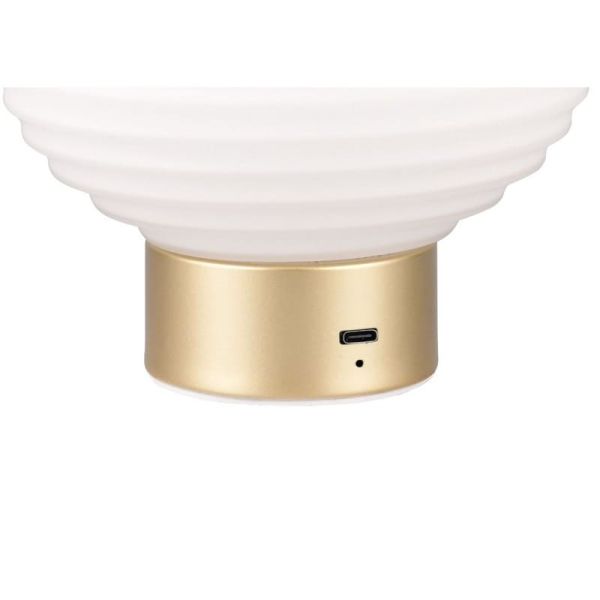 Lámpara Sobremesa EARL Vidrio Estriado USB 3000K | LeonLeds