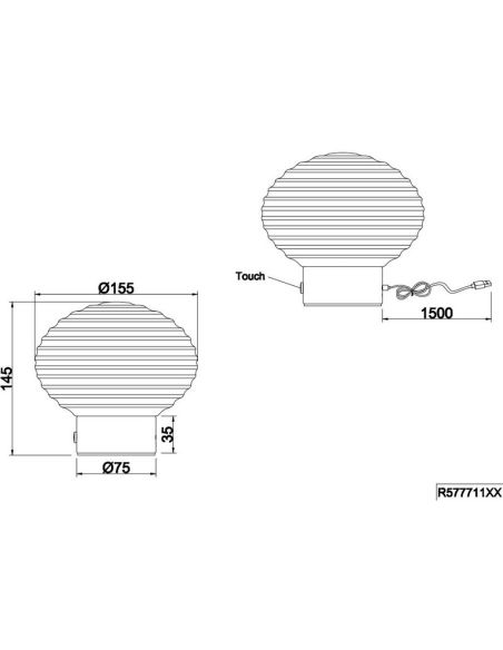 Abajur de vidro canelado EARL USB 3000K | LeonLeds