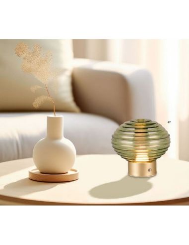 Lampe de Table LED EARL Verre Cannelé...