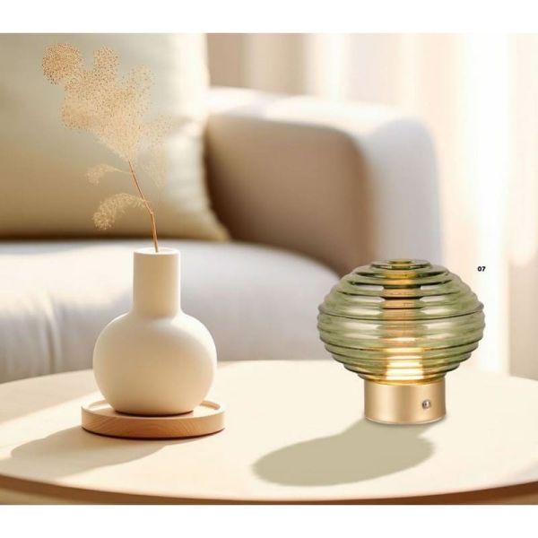 Lampe de Table LED EARL Verre Cannelé...