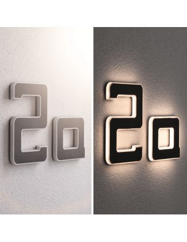 Número para casa con luz LED solar y recargable a exterior