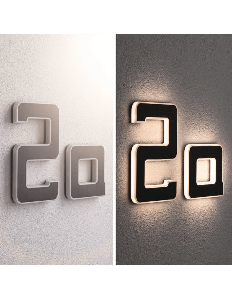 Número para casa con luz LED solar y recargable a exterior