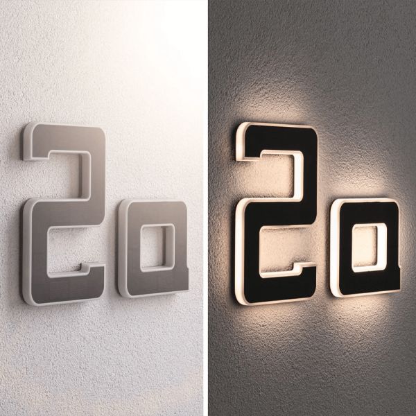 Número para casa con luz LED solar y recargable a exterior